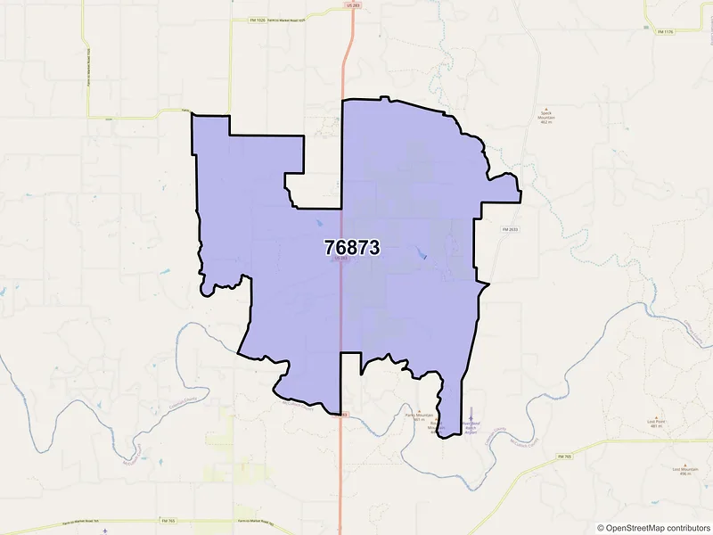 Map of ZIP Code 76873 — Rockwood, TX