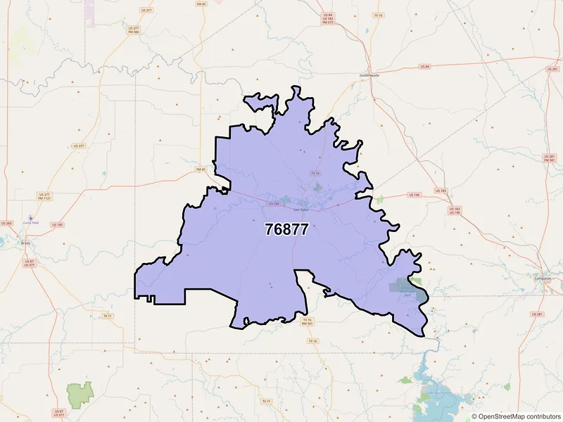 Map of ZIP Code 76877 — San Saba, TX