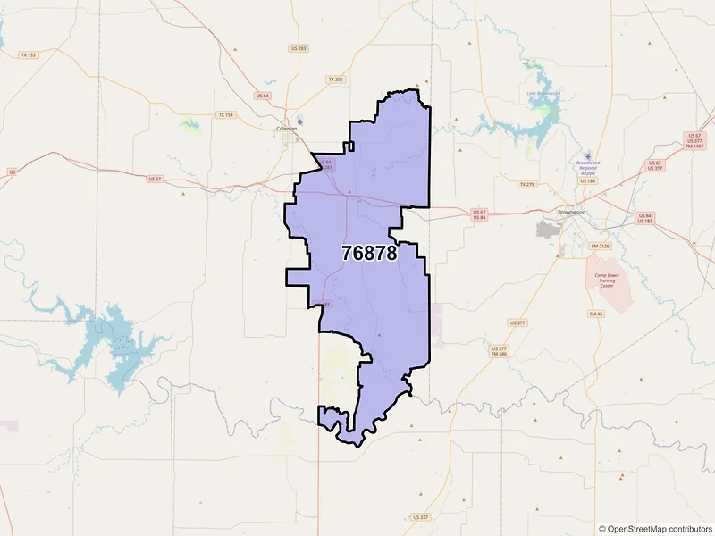 Map of ZIP Code 76878 — Santa Anna, TX