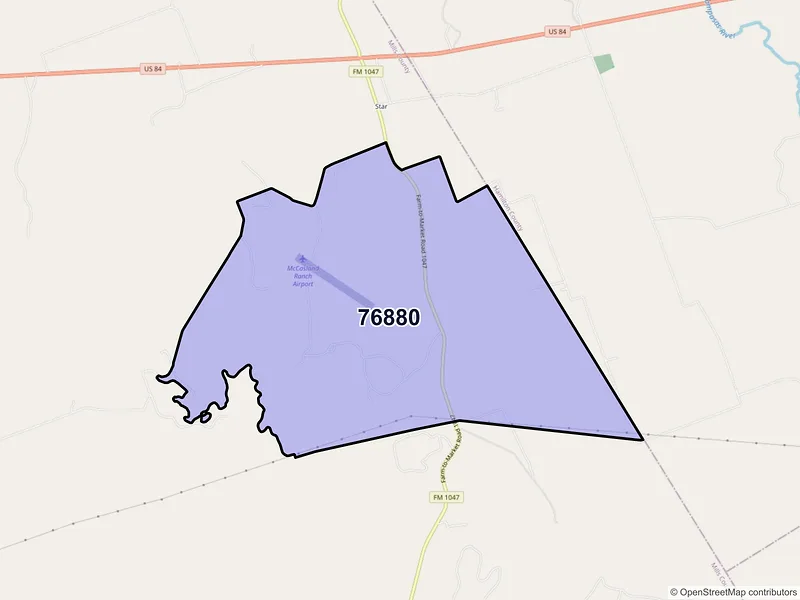 Map of Star, Texas and ZIP codes