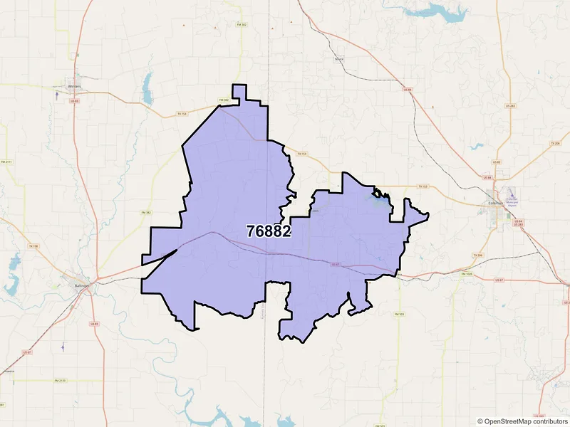 Map of ZIP Code 76882 — Talpa, TX