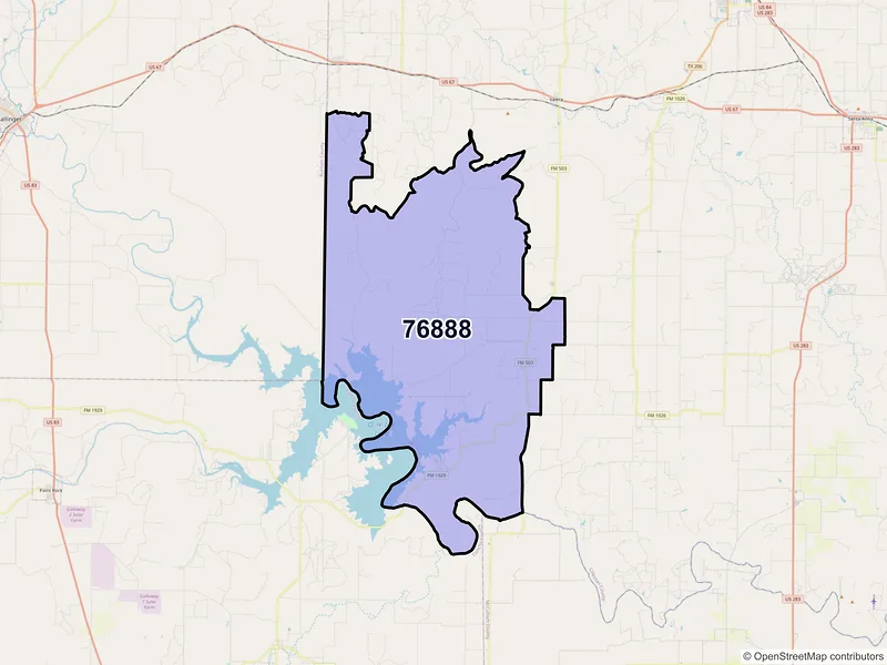 Map of ZIP Code 76888 — Voss, TX