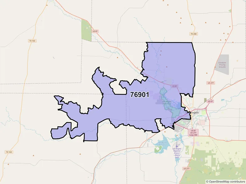 Map of ZIP Code 76901 — San Angelo, TX