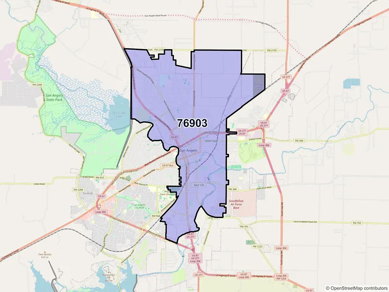 Map of ZIP Code 76903 — San Angelo, TX