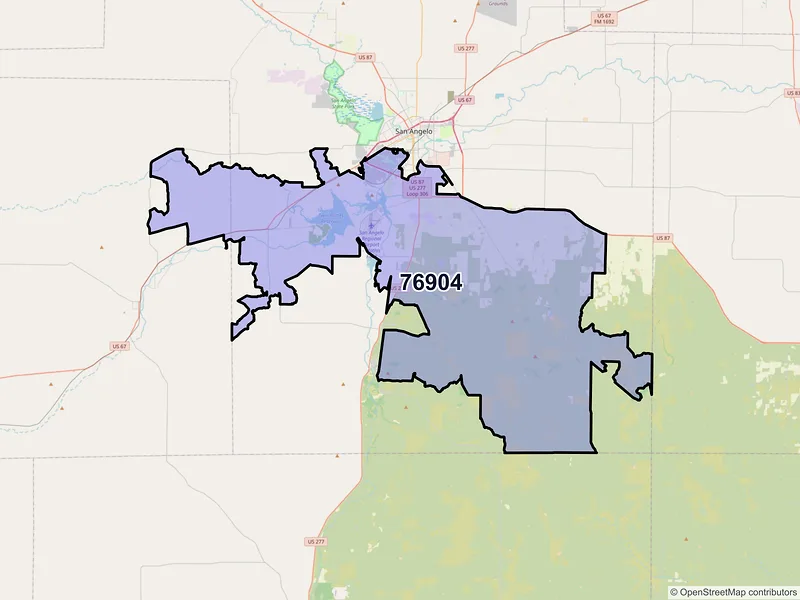 Map of ZIP Code 76904 — San Angelo, TX