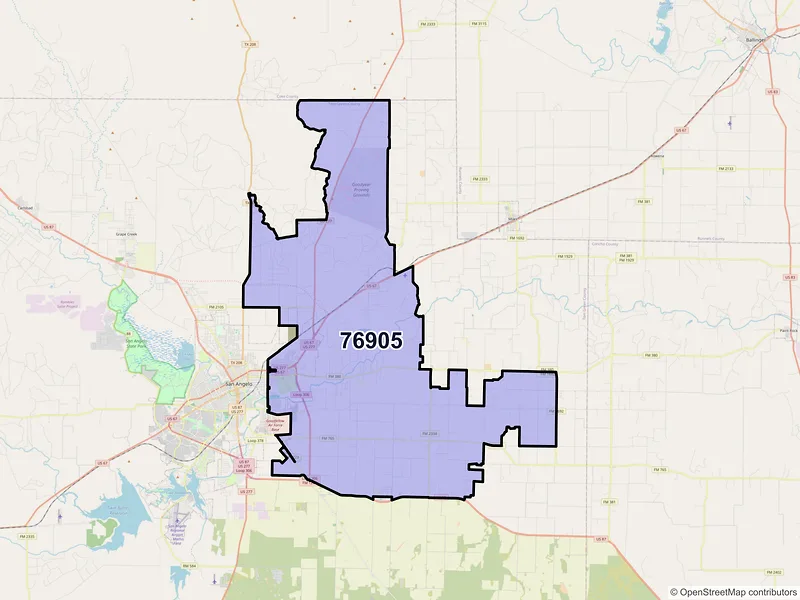 Map of ZIP Code 76905 — San Angelo, TX