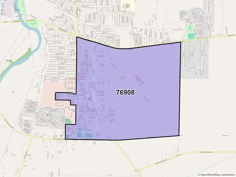 Map of Goodfellow AFB, Texas and ZIP codes