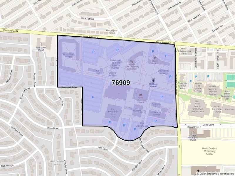 Map of ZIP Code 76909 — San Angelo, TX