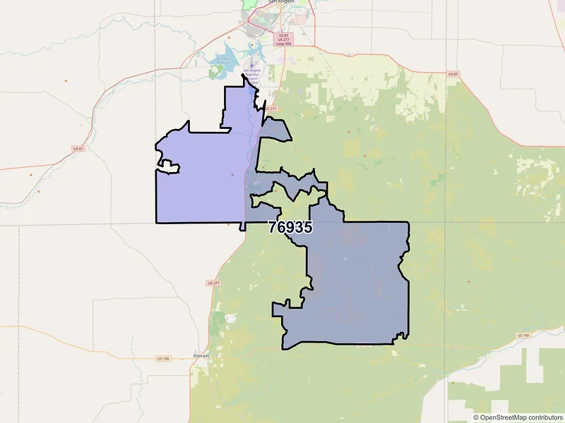 Map of ZIP Code 76935 — Christoval, TX