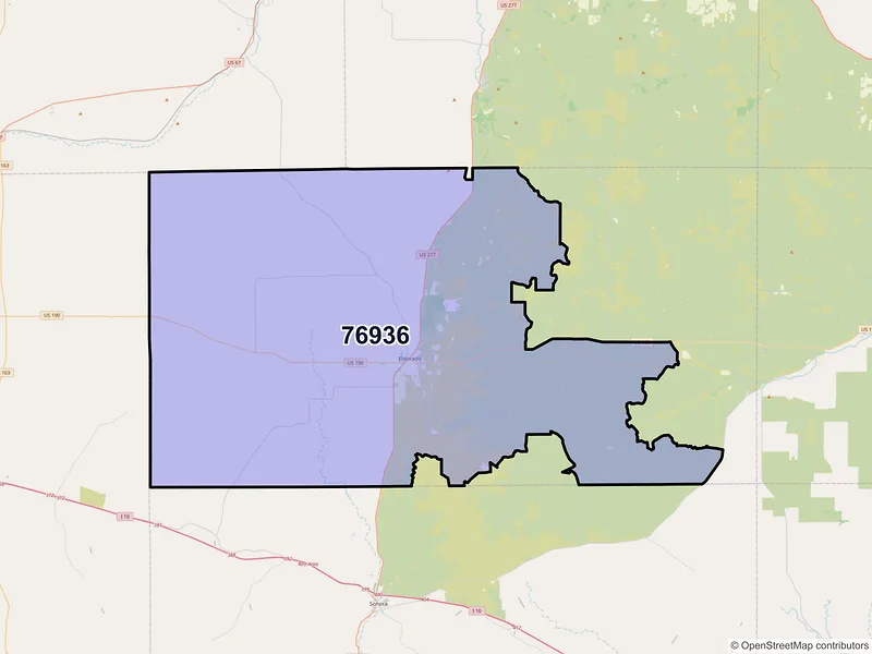 Map of Eldorado, Texas and ZIP codes