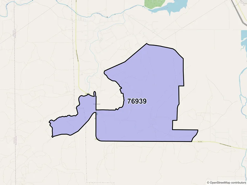 Map of Knickerbocker, Texas and ZIP codes