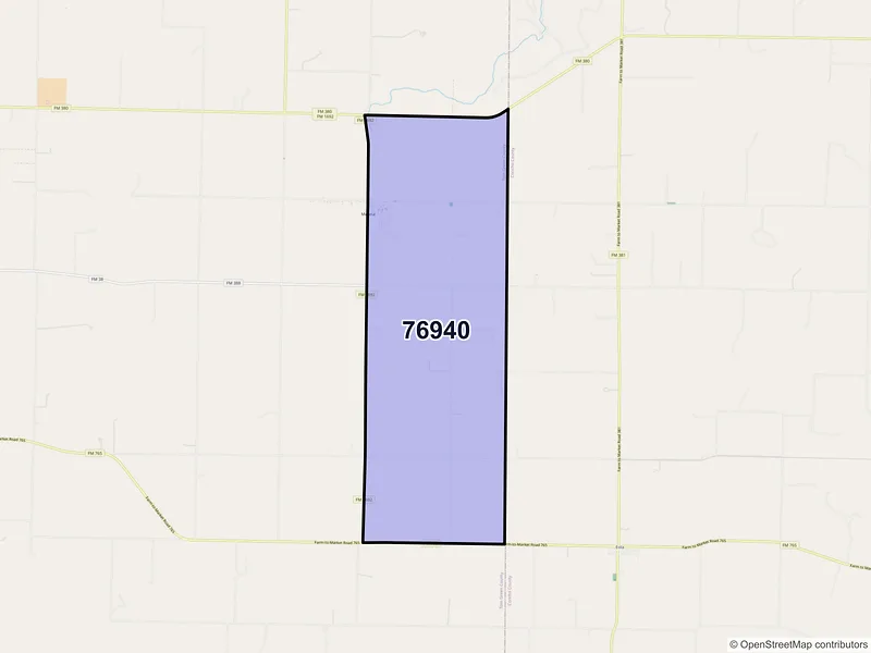 Map of ZIP Code 76940 — Mereta, TX