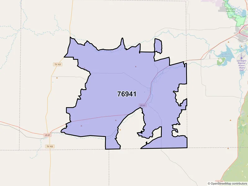 Map of ZIP Code 76941 — Mertzon, TX