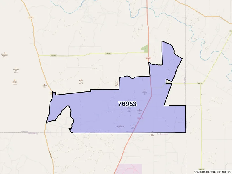 Map of Tennyson, Texas and ZIP codes