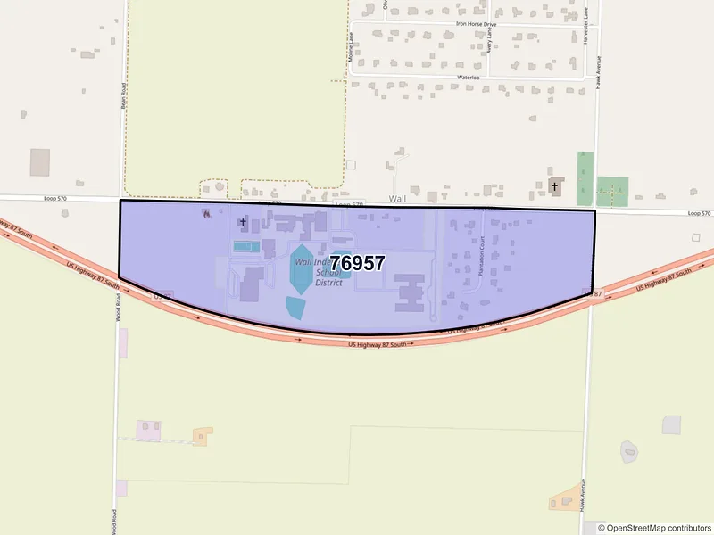 Map of ZIP Code 76957 — Wall, TX