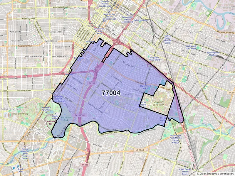 Map of ZIP Code 77004 — Houston, TX