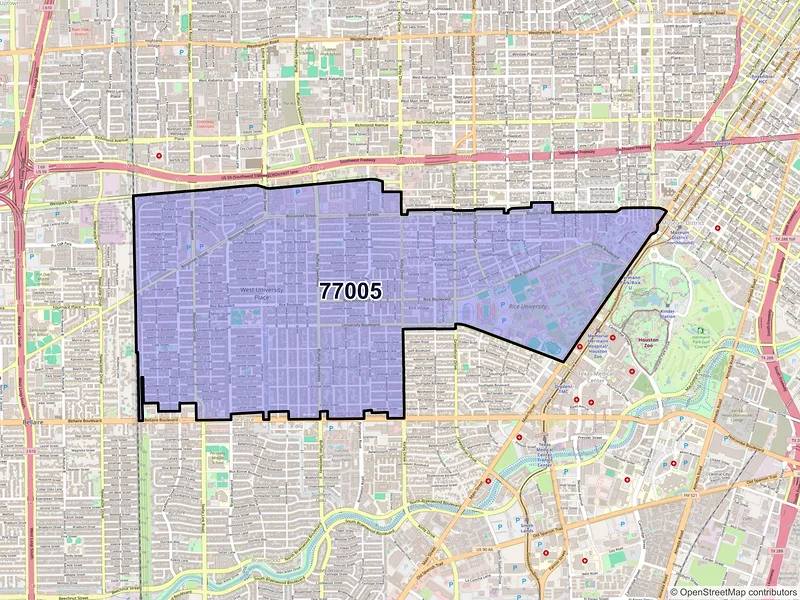 Map of ZIP Code 77005 — Houston, TX