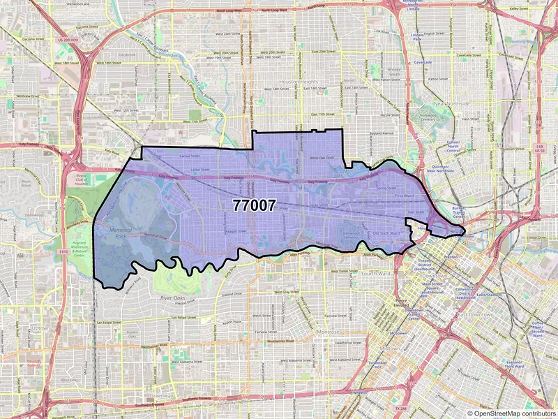 Map of ZIP Code 77007 — Houston, TX