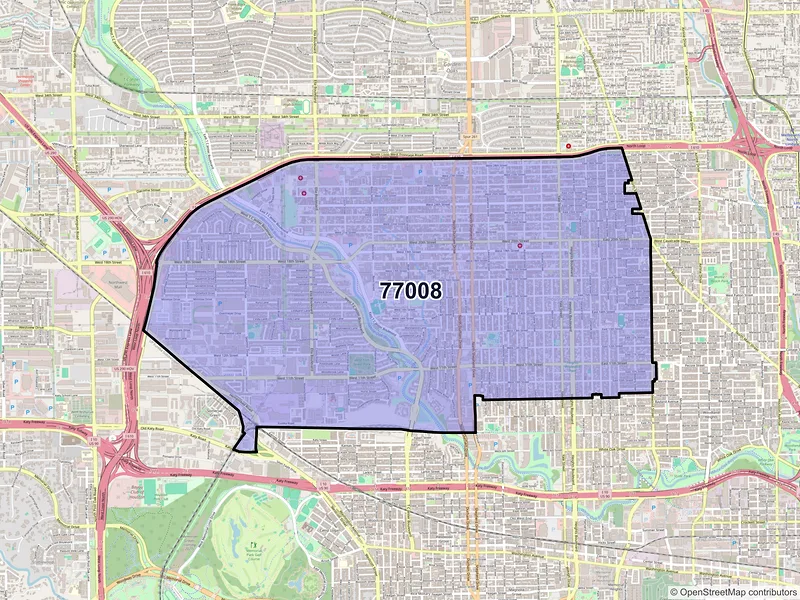 Map of ZIP Code 77008 — Houston, TX
