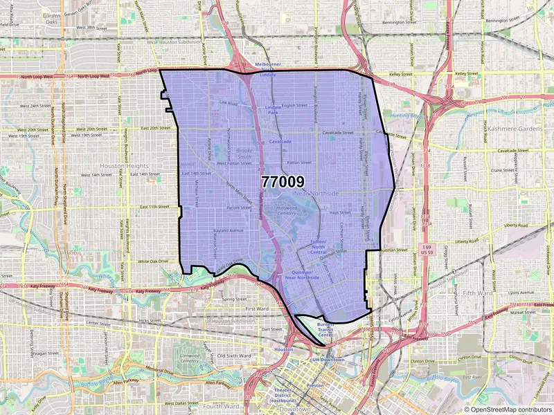 Map of ZIP Code 77009 — Houston, TX