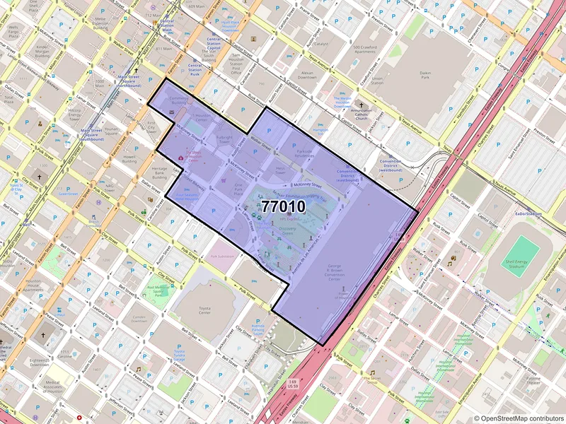 Map of ZIP Code 77010 — Houston, TX