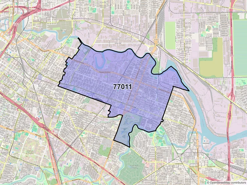 Map of ZIP Code 77011 — Houston, TX