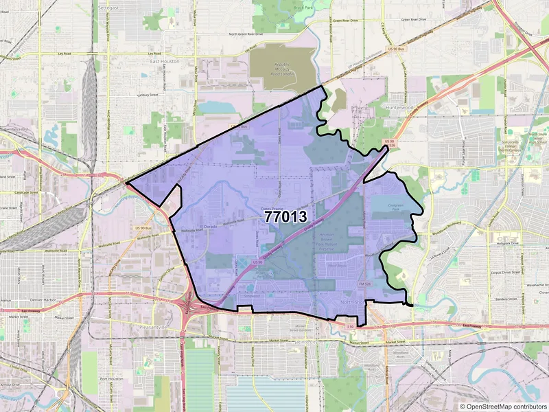 Map of ZIP Code 77013 — Houston, TX