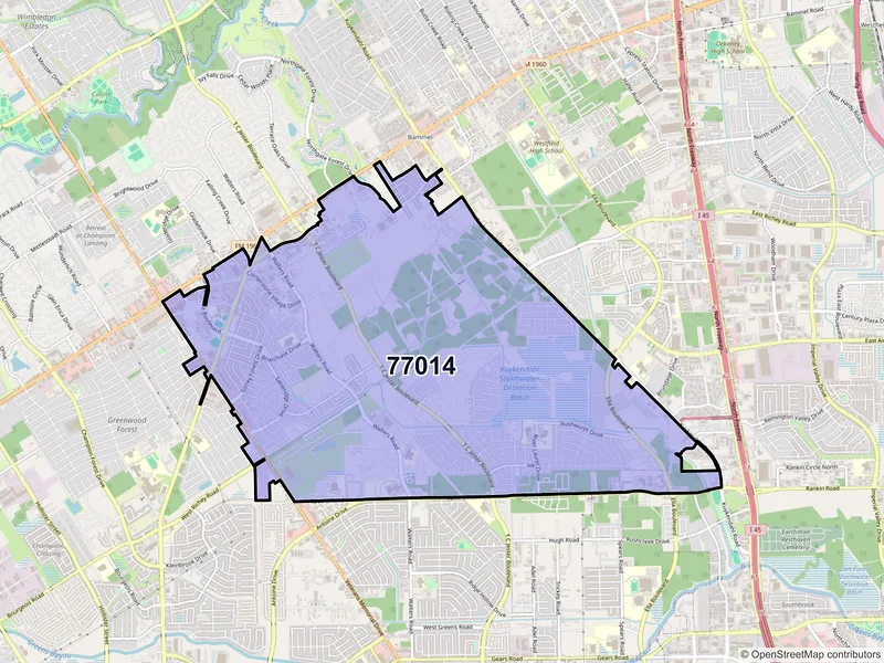 Map of ZIP Code 77014 — Houston, TX