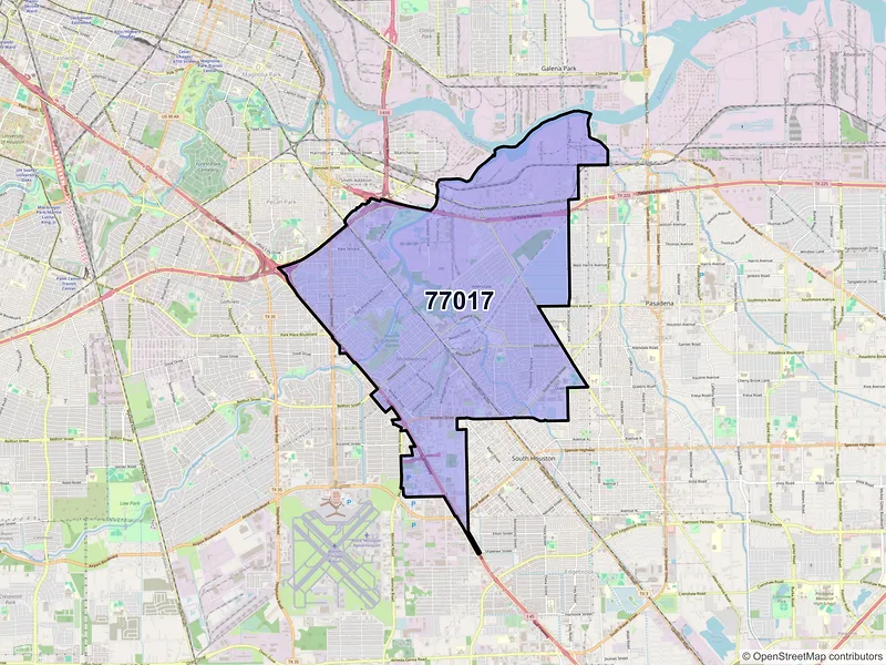 Map of ZIP Code 77017 — Houston, TX
