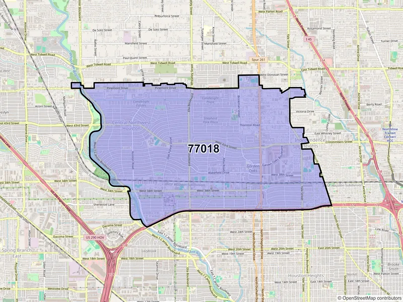 Map of ZIP Code 77018 — Houston, TX