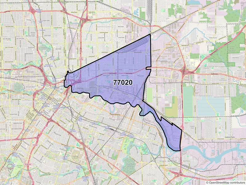 Map of ZIP Code 77020 — Houston, TX