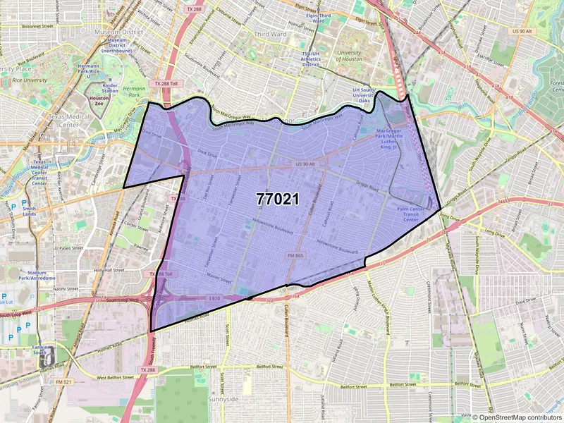 Map of ZIP Code 77021 — Houston, TX