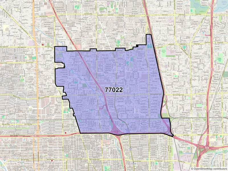 Map of ZIP Code 77022 — Houston, TX