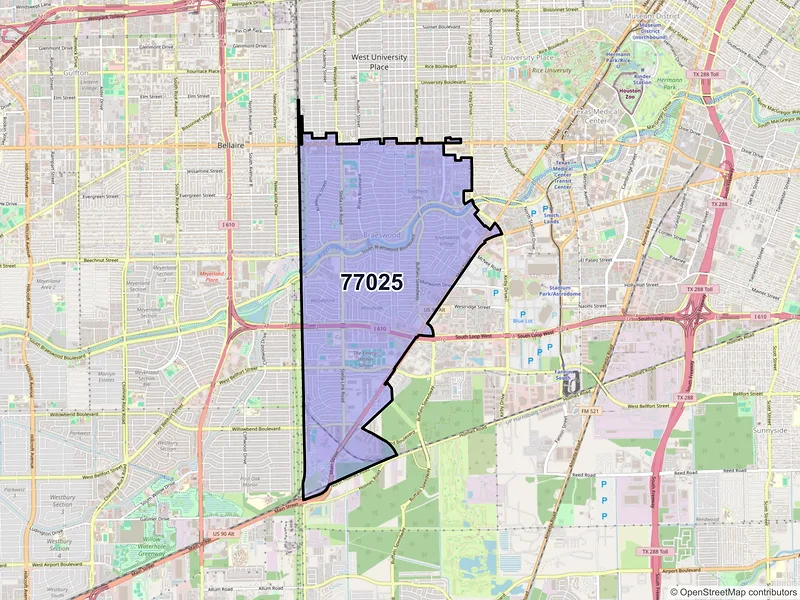 Map of ZIP Code 77025 — Houston, TX