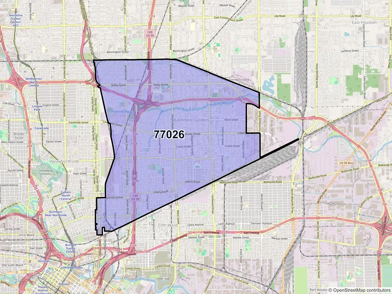 Map of ZIP Code 77026 — Houston, TX