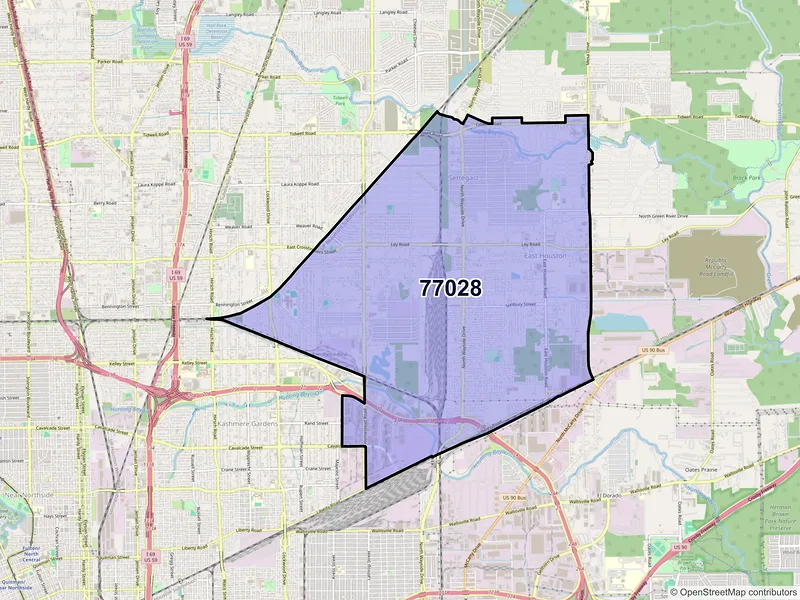 Map of ZIP Code 77028 — Houston, TX