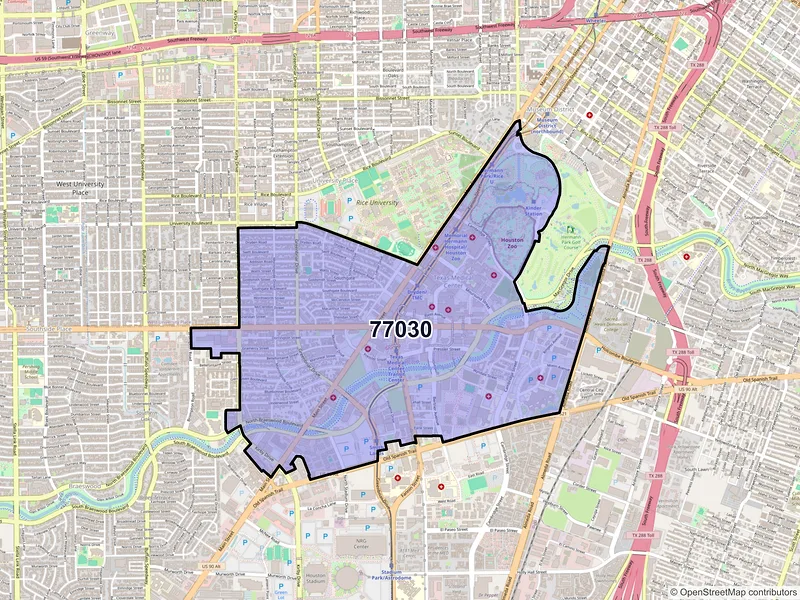 Map of ZIP Code 77030 — Houston, TX