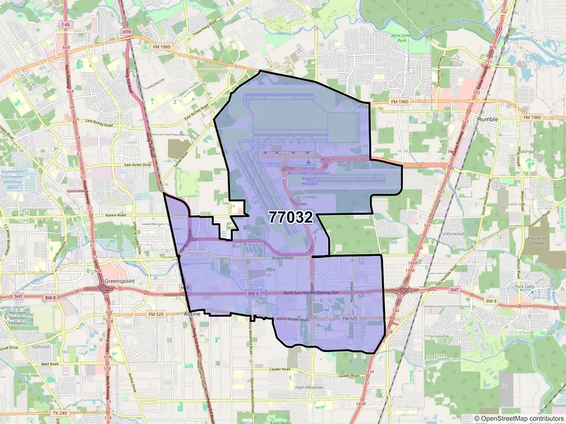 Map of ZIP Code 77032 — Houston, TX