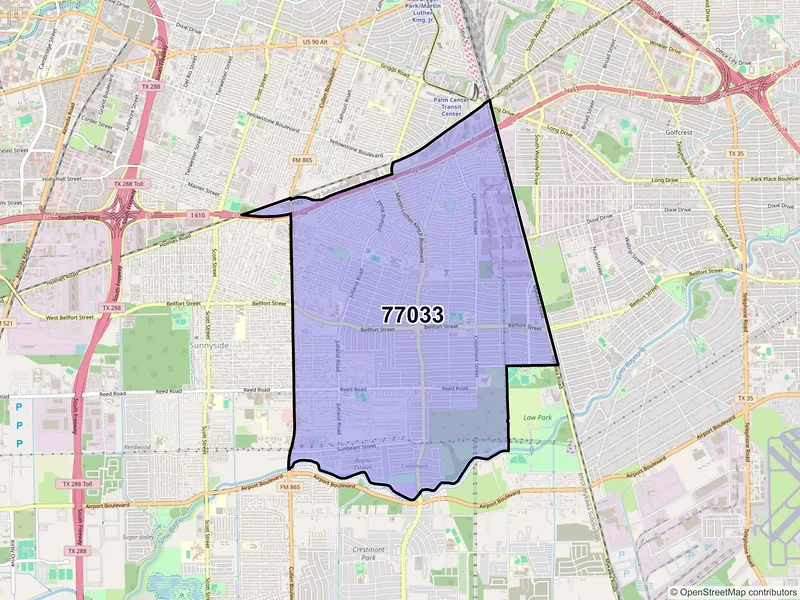 Map of ZIP Code 77033 — Houston, TX