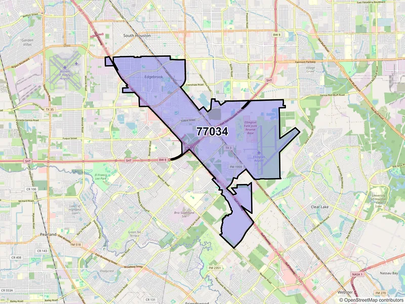 Map of ZIP Code 77034 — Houston, TX