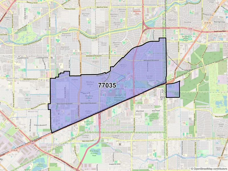 Map of ZIP Code 77035 — Houston, TX