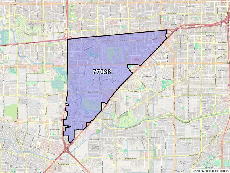 Map of ZIP Code 77036 — Houston, TX