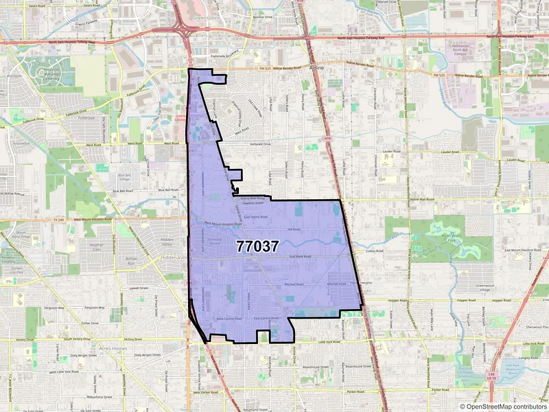 Map of ZIP Code 77037 — Houston, TX