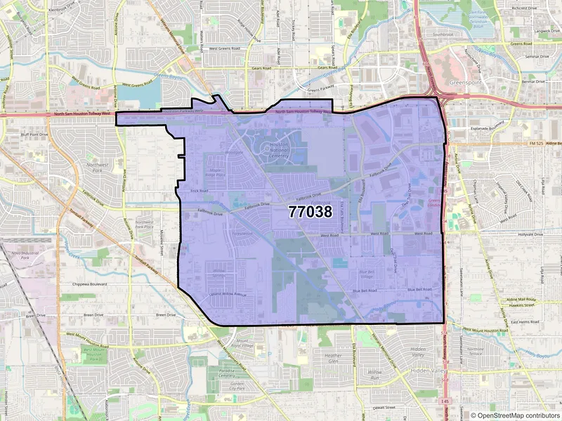 Map of ZIP Code 77038 — Houston, TX