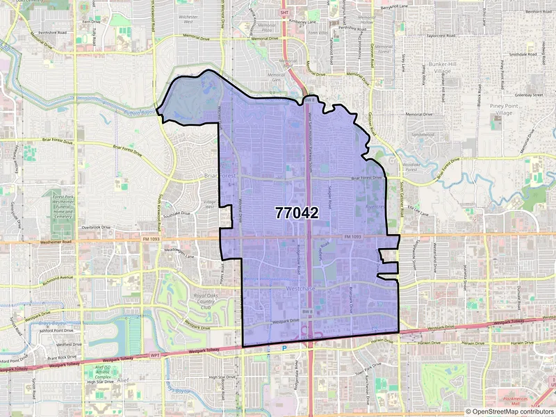 Map of ZIP Code 77042 — Houston, TX