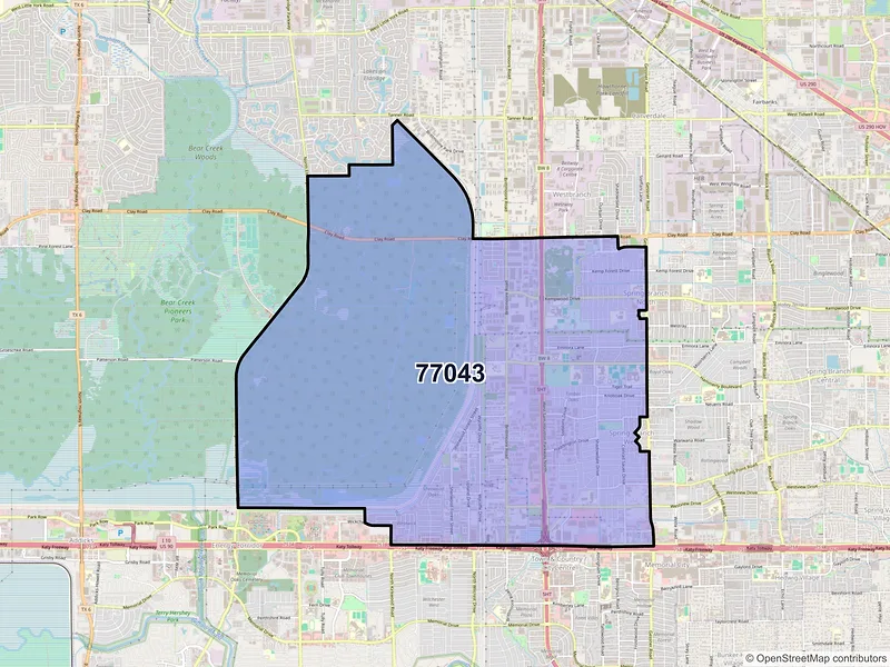 Map of ZIP Code 77043 — Houston, TX
