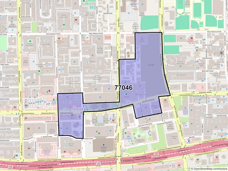 Map of ZIP Code 77046 — Houston, TX