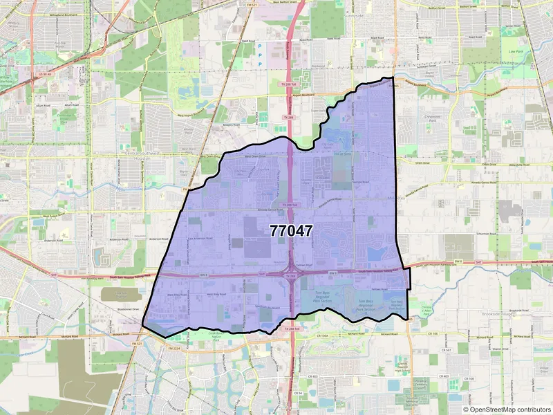 Map of ZIP Code 77047 — Houston, TX