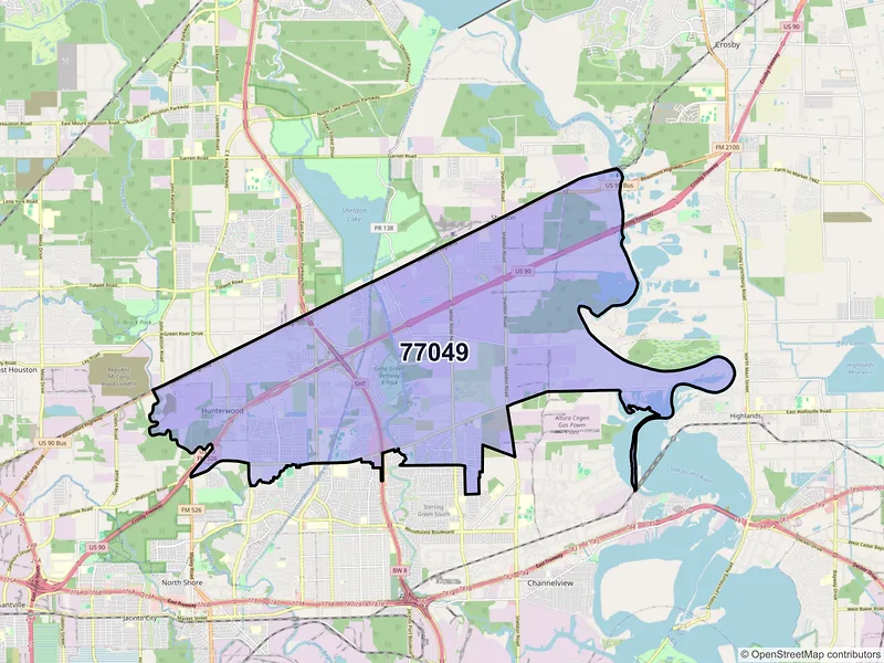 Map of ZIP Code 77049 — Houston, TX