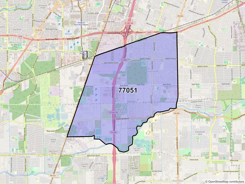 Map of ZIP Code 77051 — Houston, TX